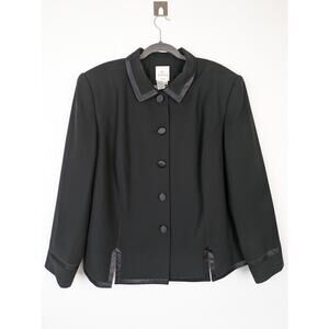 En Avance Jacket Satin Trim Classic Chic Vintage Jackie O Black Size 24W